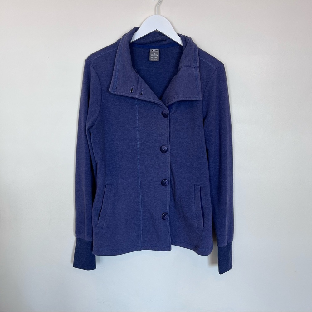 Rei Womens Button Down Sweater Collard Medium Purple Outdoor Hiking